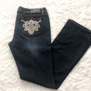 Grace in LA Bootcut Jeans w/Leather Detail Pockets